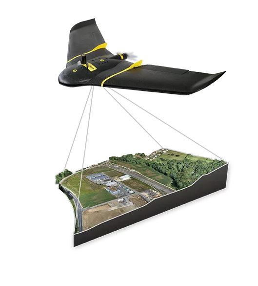 The drone can snap images with a spatial resolution of 2.9 cm (1.1 in) while flying at an altitude of 122 m (400 ft)