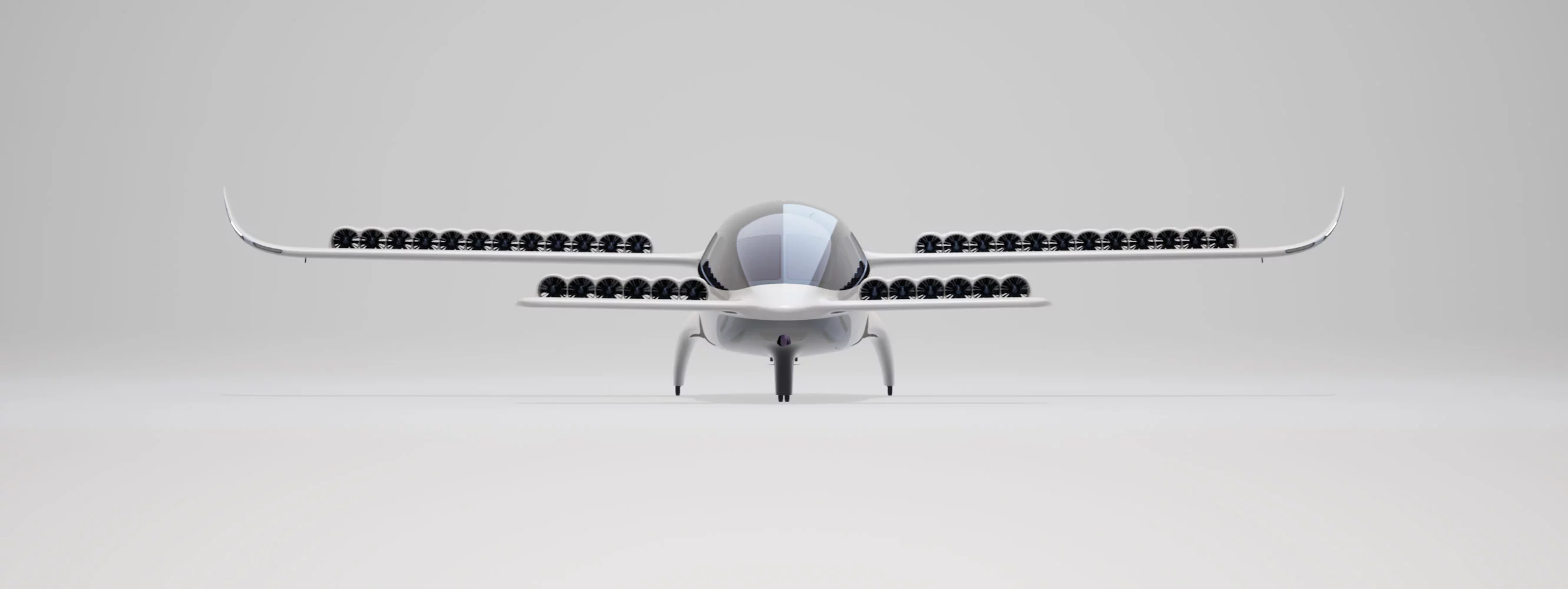 The Lilium jet presents a low-drag silhouette in forward flight