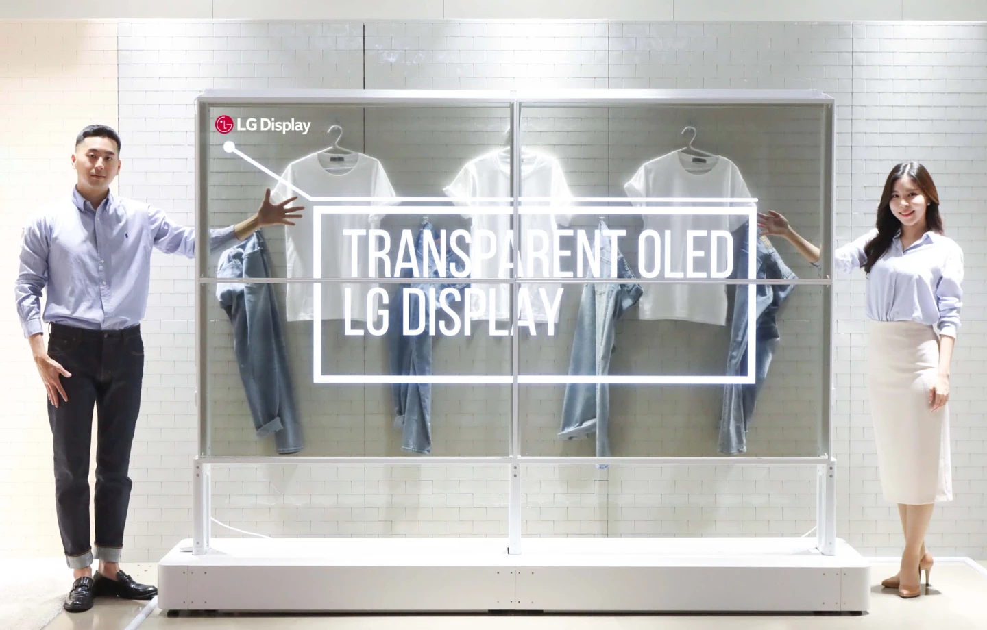 The Show Window concept essentially transforms a shop front into an animated shopping experience where customers can see actual products on display through transparent OLED screens showing advertisements or product info