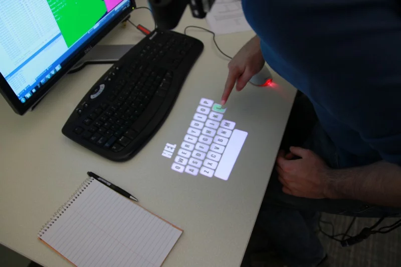 OmniTouch displays interface on a desktop