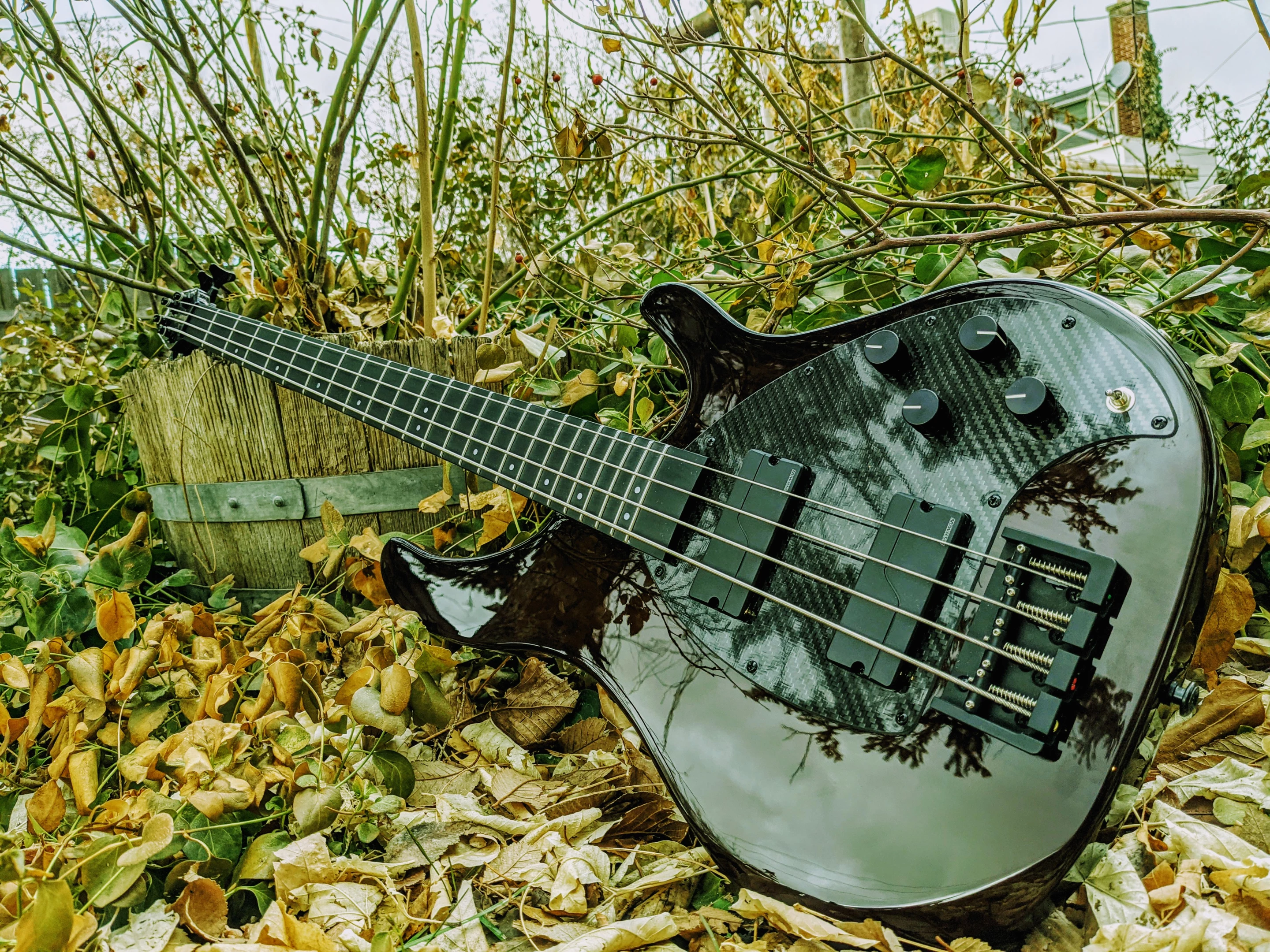 The Apollo Pro bass guitar has a 34-inch carbon fiber neck that's home to 24 frets on a composite fingerboard