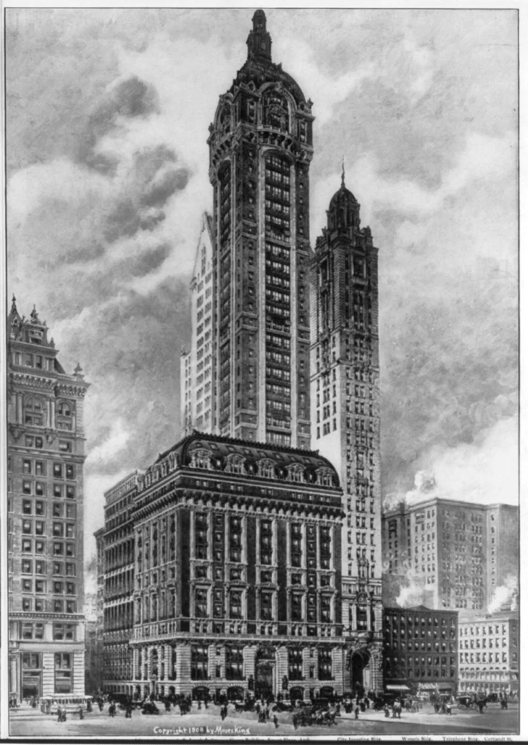 A 1909 drawing of the Singer Building in New York, the tallest building to ever be peacefully demolished