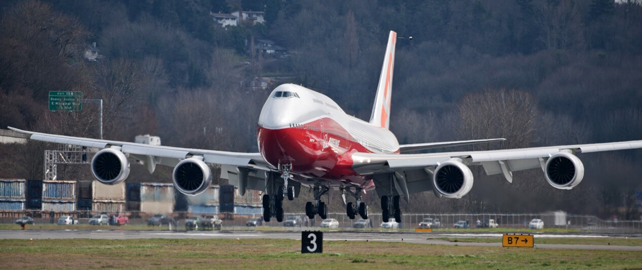 The 747-8 Intercontinental takes off from Paine Field in Everett, Wash (Photo: Boeing)