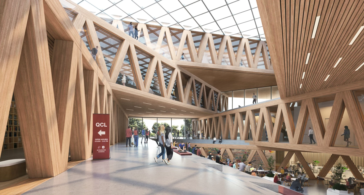 The Robert Day Sciences Center's stacked form will create a large naturally lit atrium space