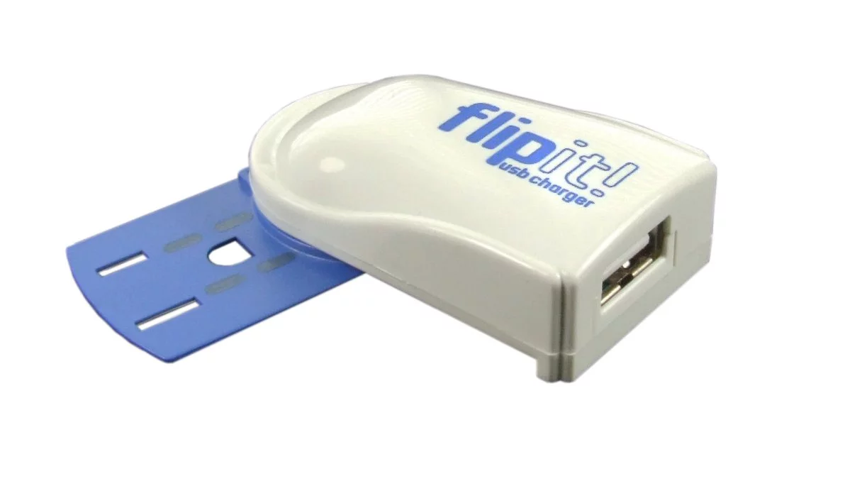 The Flipit is a charging device that draws power from electrical outlets that are already in use