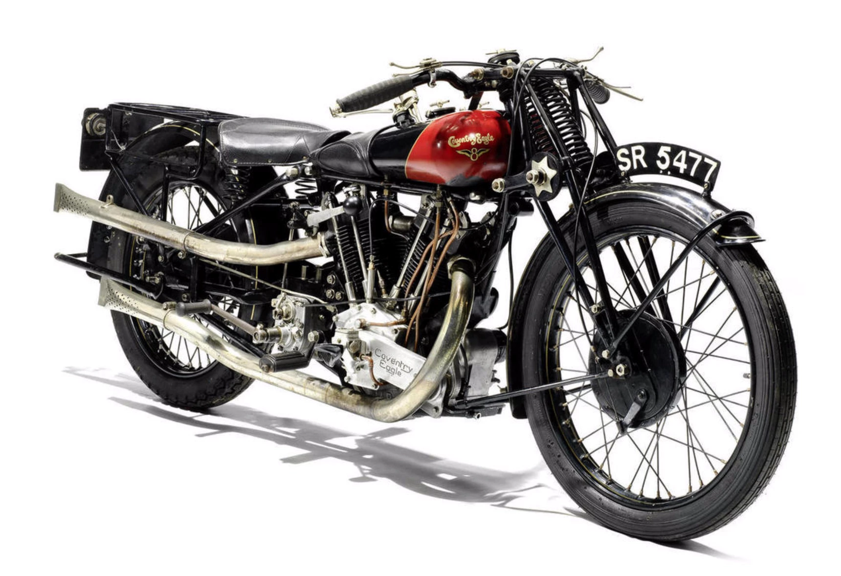 "There is an undeniable fascination in owning a machine capable of seemingly illimitable speed. For ordinary running the engine is merely idling, 50 mph seems like 30 mph on most machines, 60 mph is a comfortable touring speed, while when one of those very rare stretches of really safe road is encountered the speedometer needle will, when the throttle is opened wide, pass the 80 mph before remaining steady." Road test of a Coventry Eagle Flying Eight in Motor Cycling, 4 November, 1925.