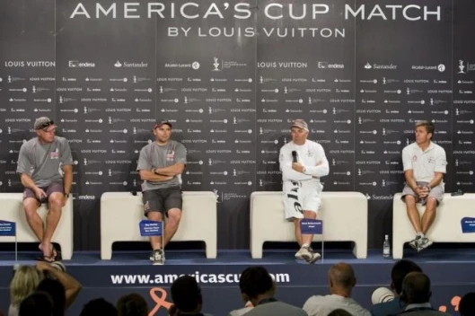 America's Cup Match press conference. Brad Butterworth, Murray Jones (Alinghi), Ray Davies, Don Cowie, (Emirates Team New Zealand).