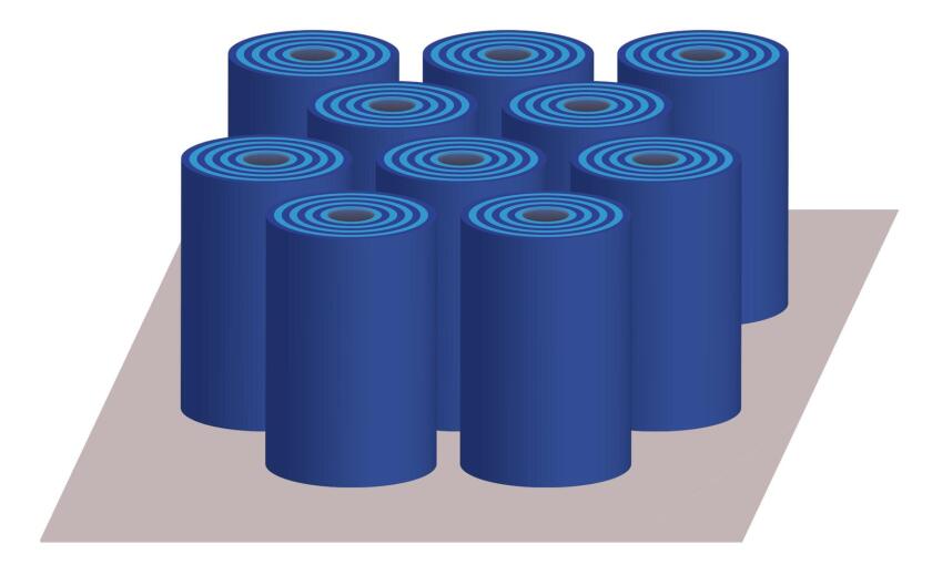 The material was created by depositing arrays of nanotubes made from alternating layers of zinc oxide and aluminum-doped zinc oxide some 1,730 nanometers tall and around 650-770 in diameter