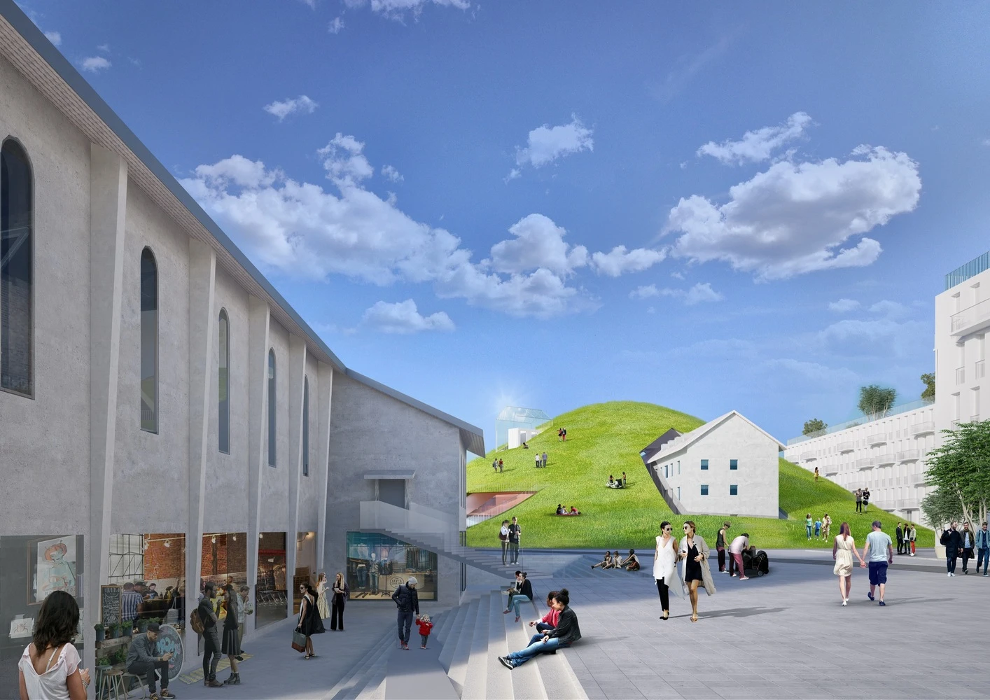 Elsewhere in the 144 hectare (355 acre) Franklin Mitte site, MVRDV plans to create an artificial hill from the remains of the old demolished barrack buildings