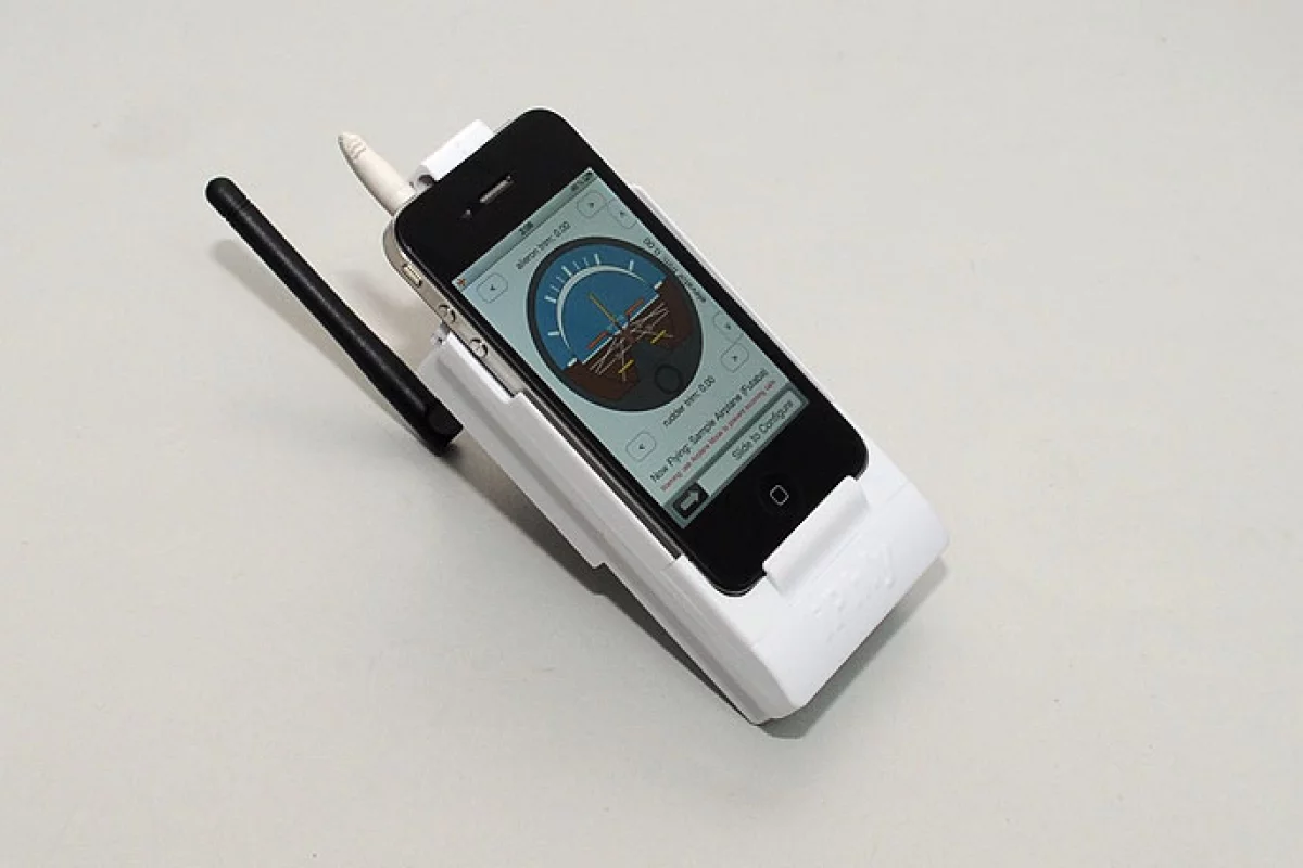 iPhly is an app and device for iPhone, that allows users to fly radio-controlled model airplanes via their phones (Photos: Ari Krupnik)