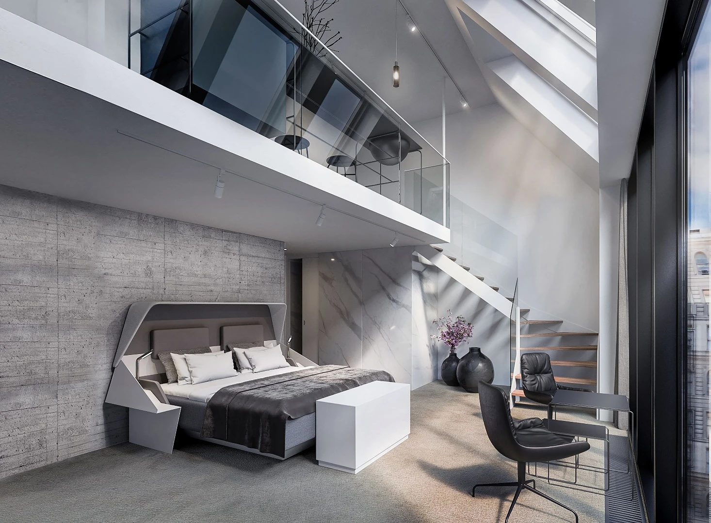 The industrial theme of the Hotel Herman K continues indoors with exposed concrete surfaces