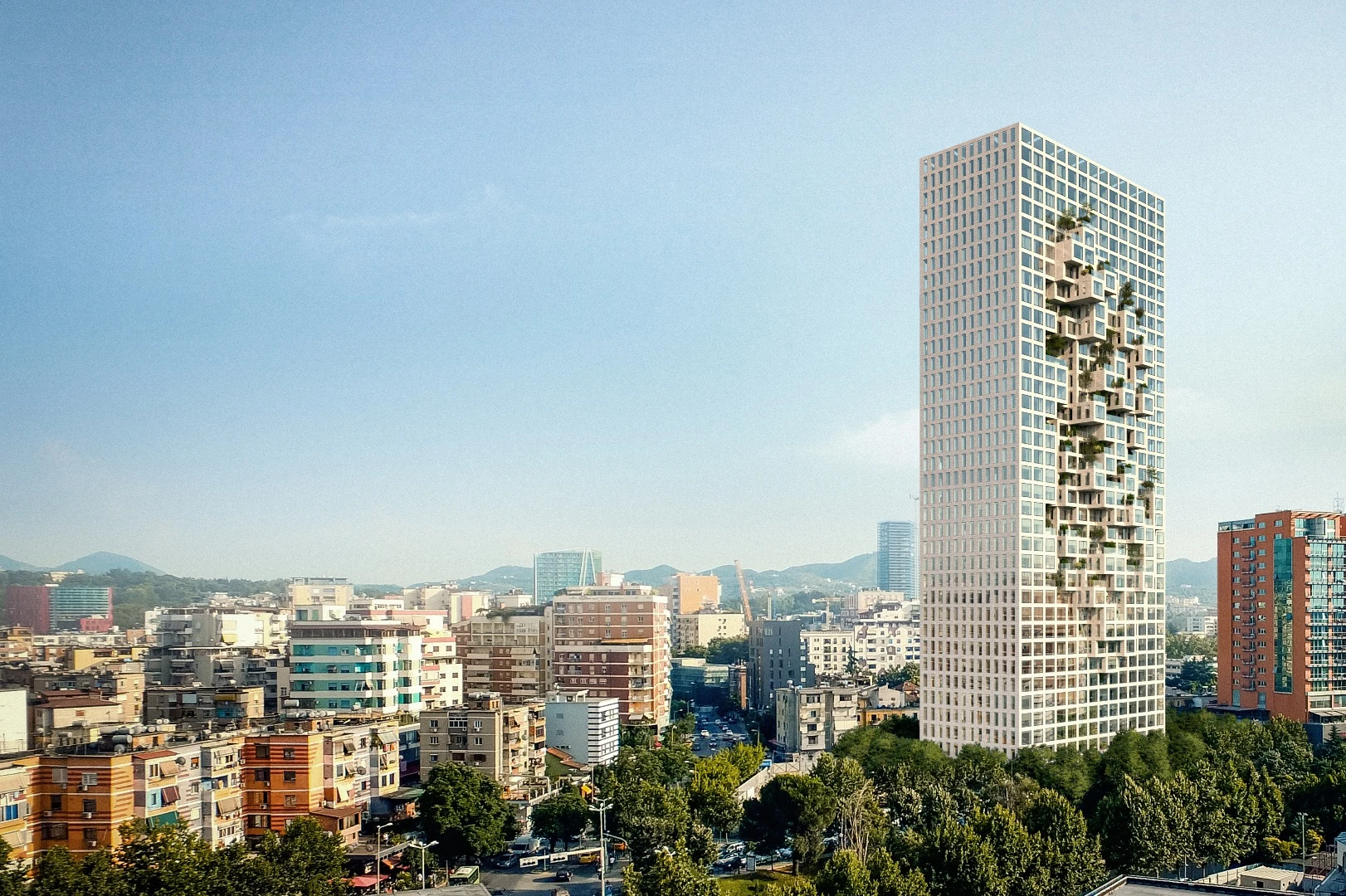 Downtown One Tirana will rise to a height of 140 m (459 ft)