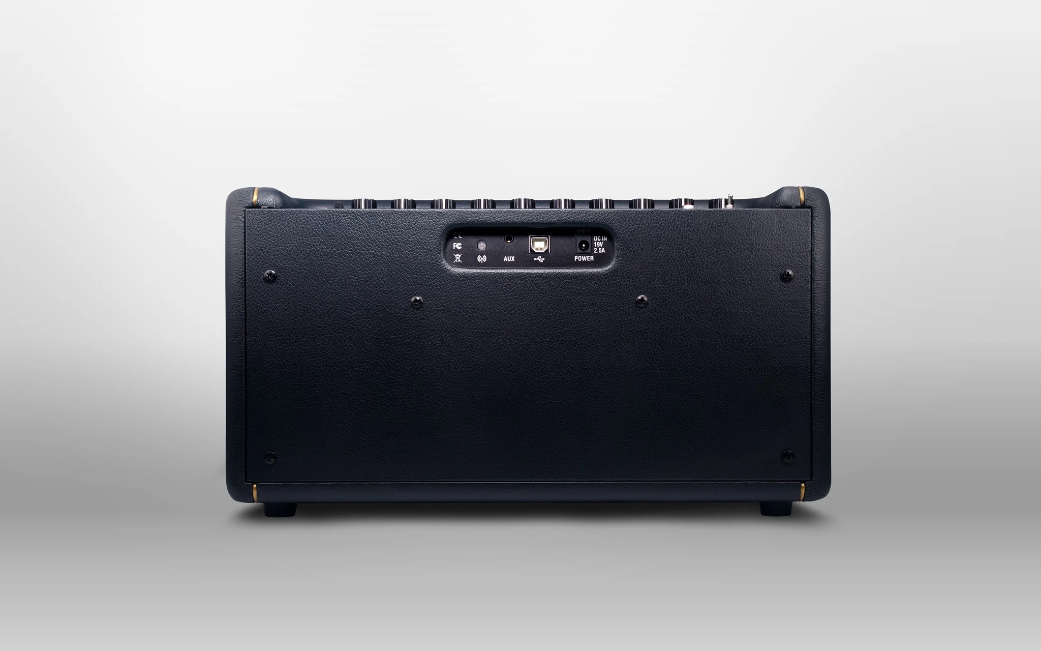 On the back: a Bluetooth light, aux in, USB out and power plug