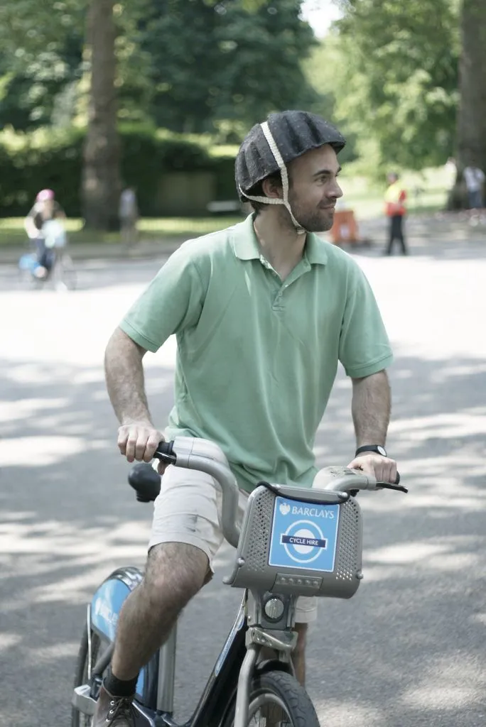 The Paper Pulp Helmet has been conceived for use with the London Bicycle Hire Scheme