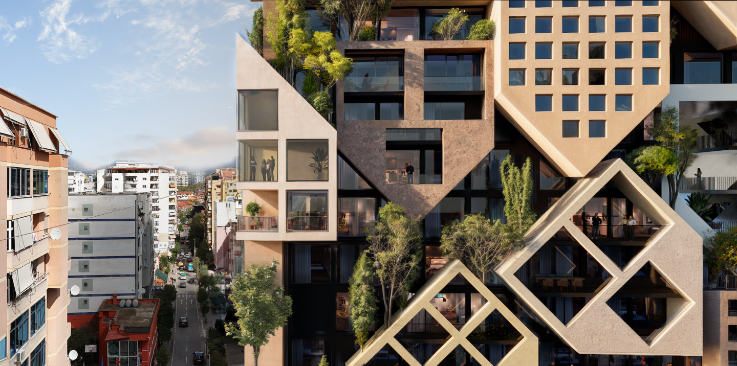 Puzzle Tirana's exterior will include greenery and multiple balcony spaces