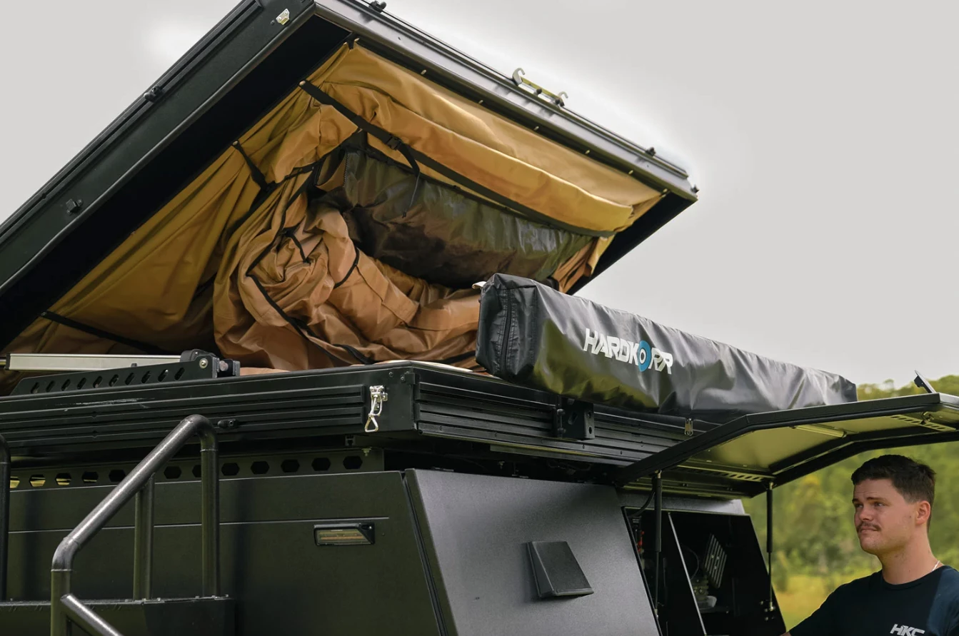One push of a button opens the tent up, and another inflates it – the owner does have to undo and set up a couple of components before, in between and after, though