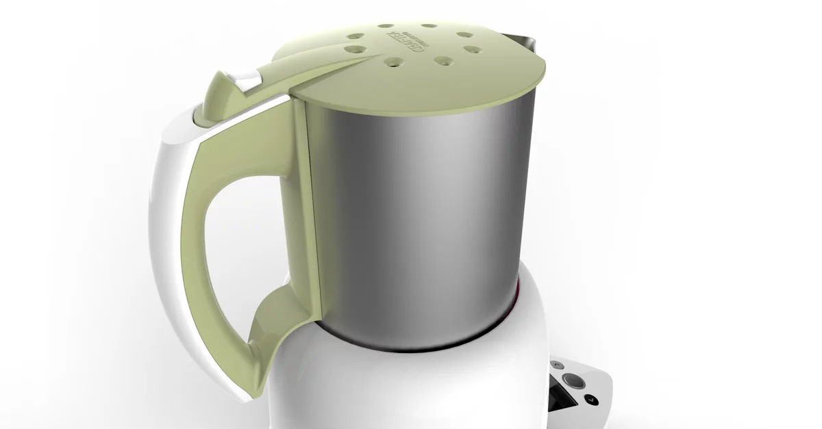 The unit uses the company’s proprietary "Vortex" technology, which makes use of a magnetically coupled stirrer in the center of the kettle