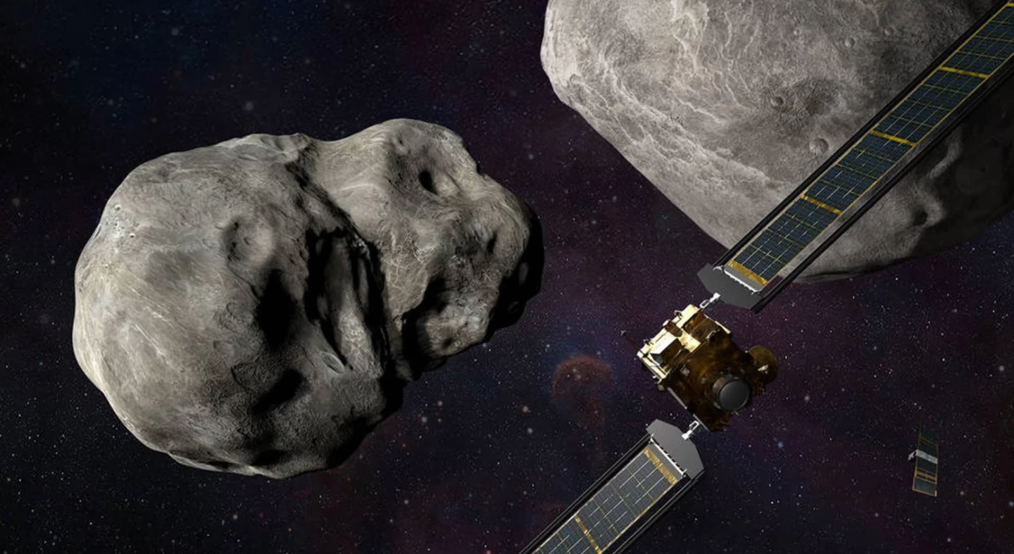 Artist's impression of the DART spacecraft on approach