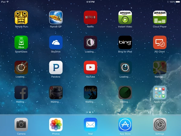 Apps will be downloaded again after the initial restore process has completed
