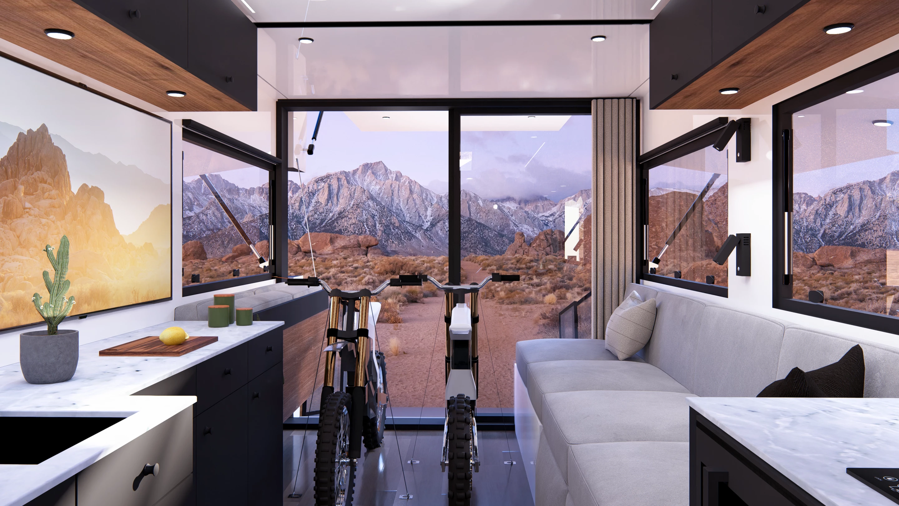 Sure, parking two pristine brand-new ebikes in the living area doesn't look bad, but how about after a few laps through the dust and rock just out those windows?