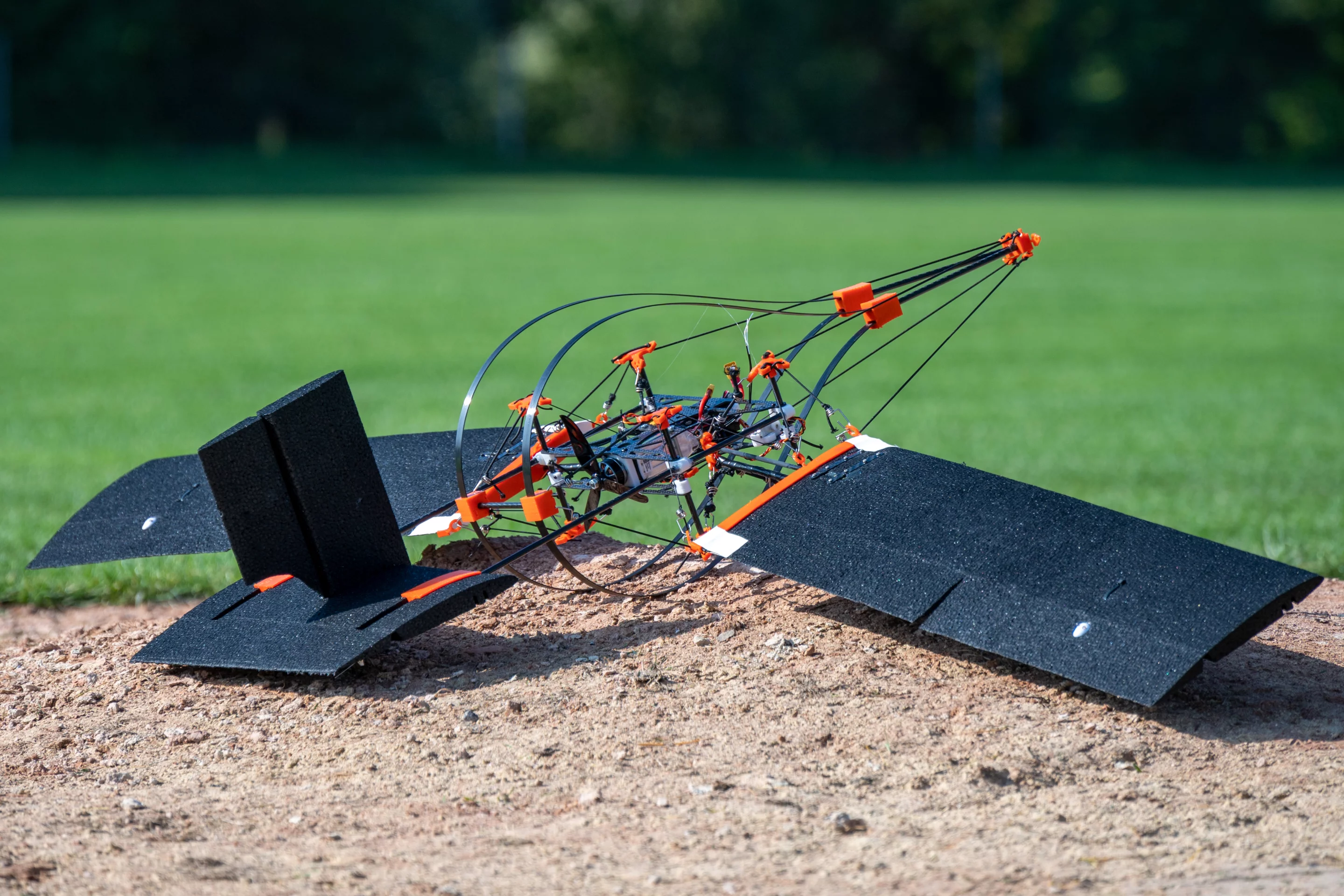 The SWIFT drone, with its very woodpecker-skull-like fuselage