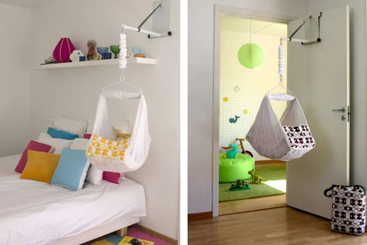 Mawok hammock is designed to be used in a permanent or temporary position, is lightweight and rocks baby up and down