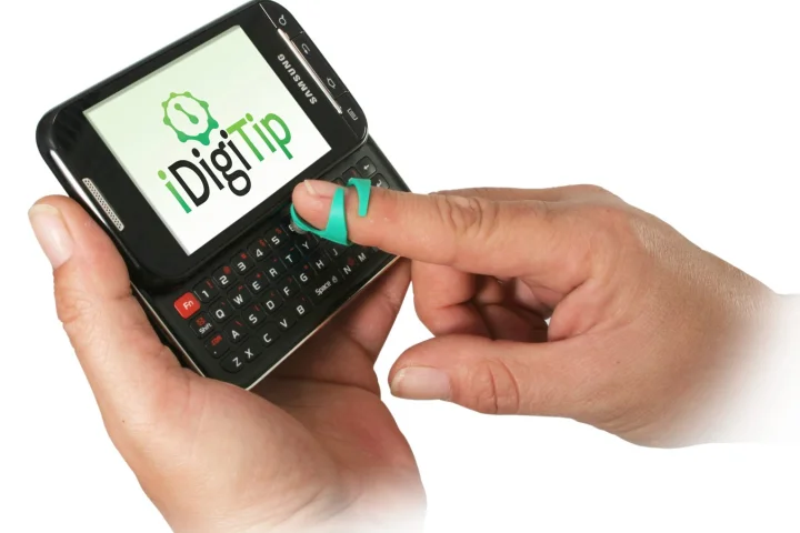 The iDigiTip is a stylus that is worn on the finger or thumb