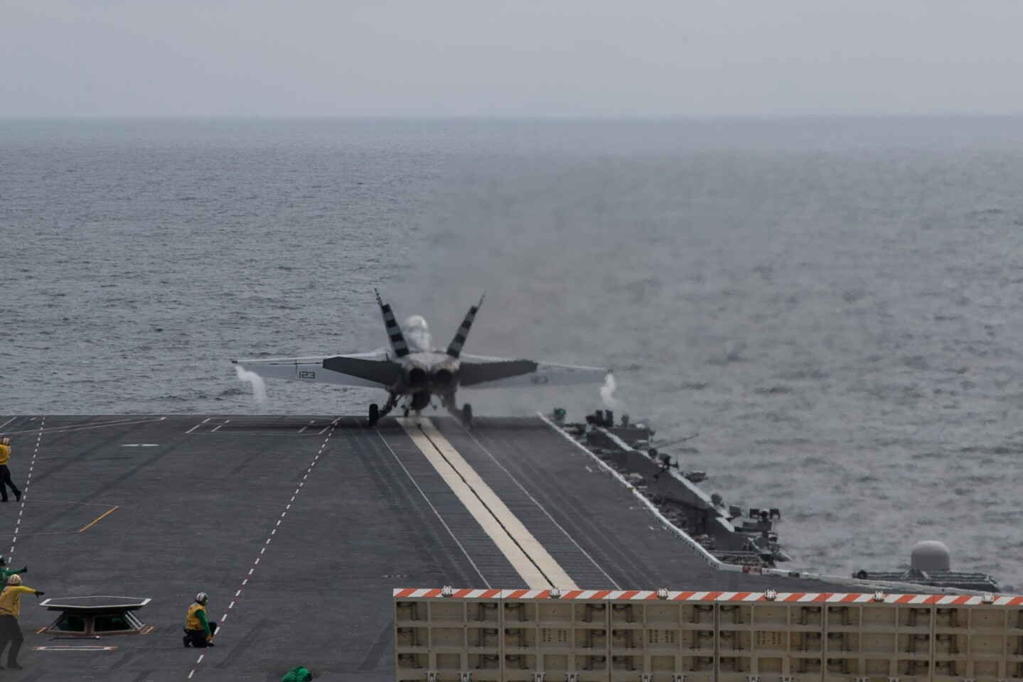 The F/A-18F Super Hornet launching from the USS Gerald R Ford