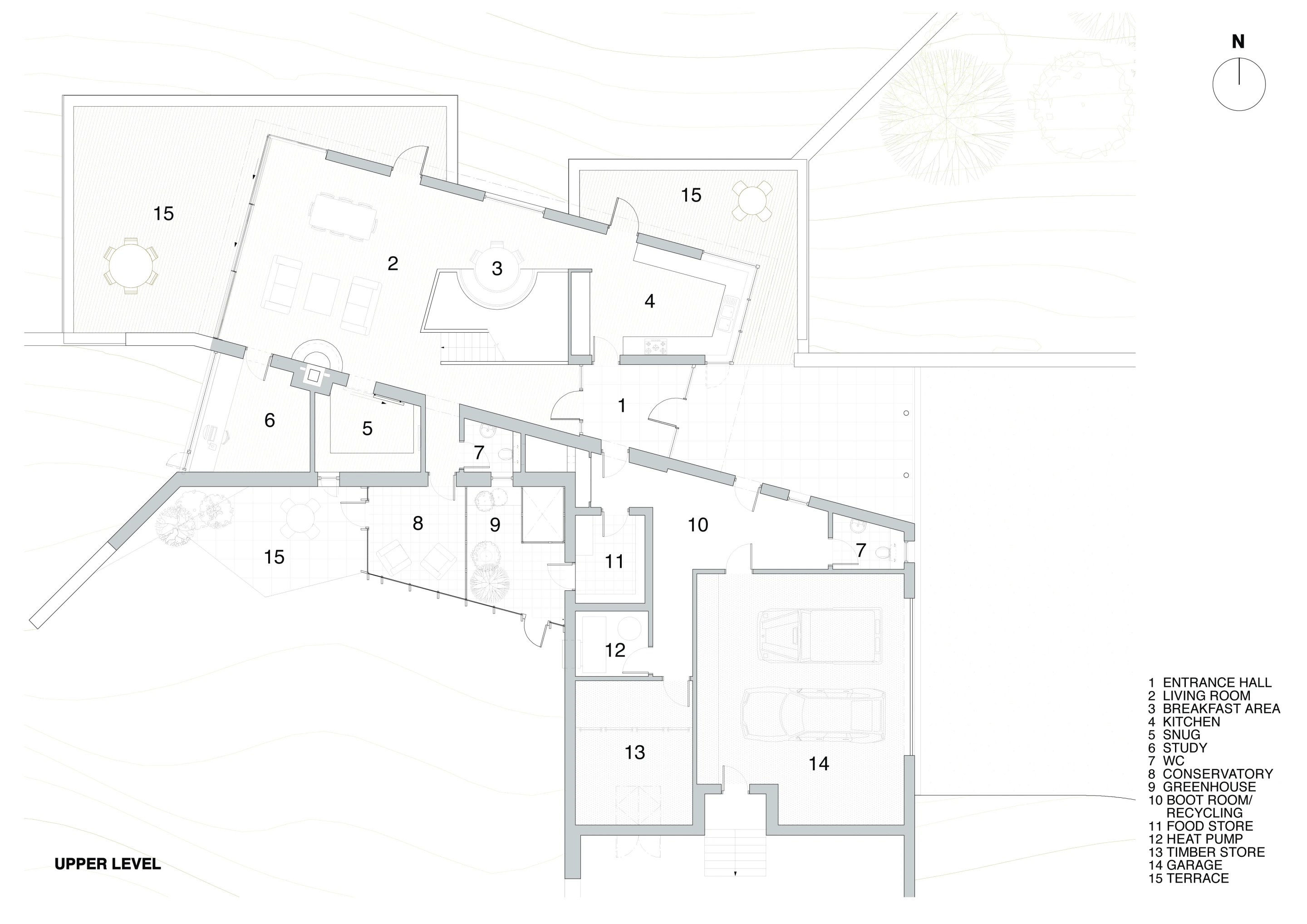 Plan of Three Glens' upper level (Image: Mark Waghorn Architects)