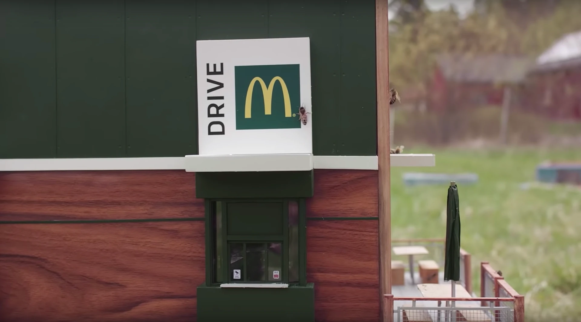The work shows great attention to detail, including drive-through windows, outdoor seating and functional entrances