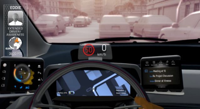 A rendering of the e-Bee's three instrument panels