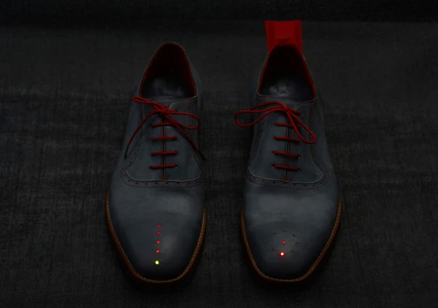 The shoes are controlled by dual Arduino microcontrollers