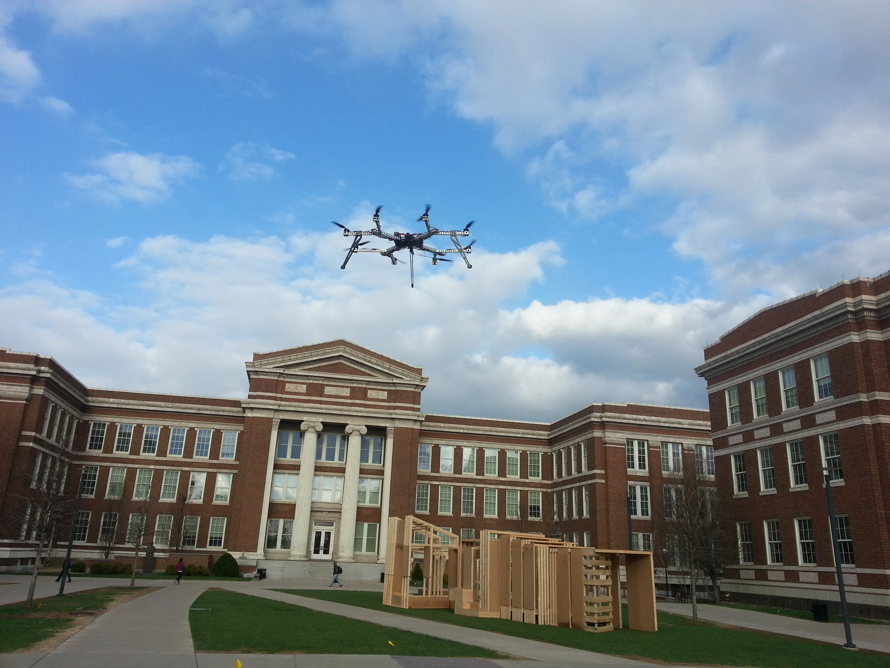 The HorseFly octocopter could charge its battery and pick up packages from a mobile delivery van (Photo: Kelly Cohen)