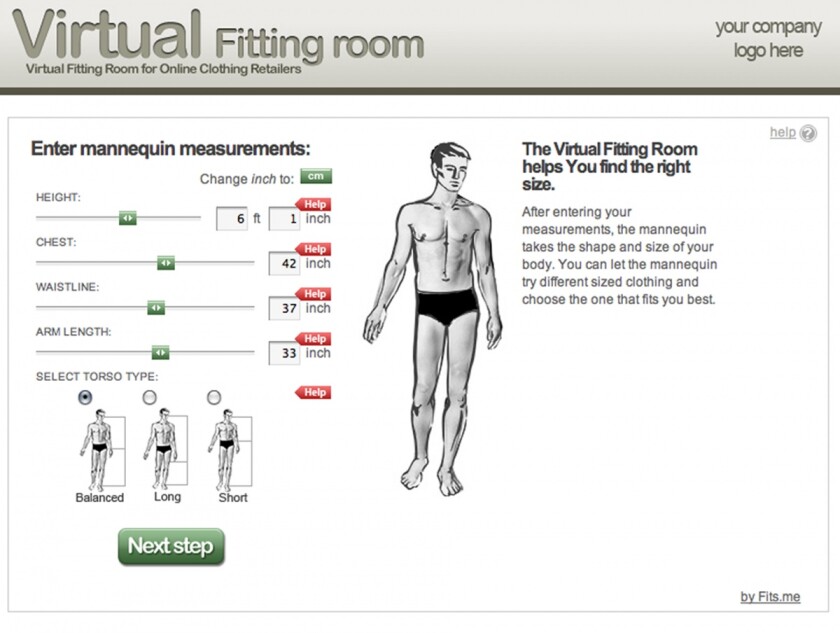 Fits.me lets you choose which size suits your body shape
