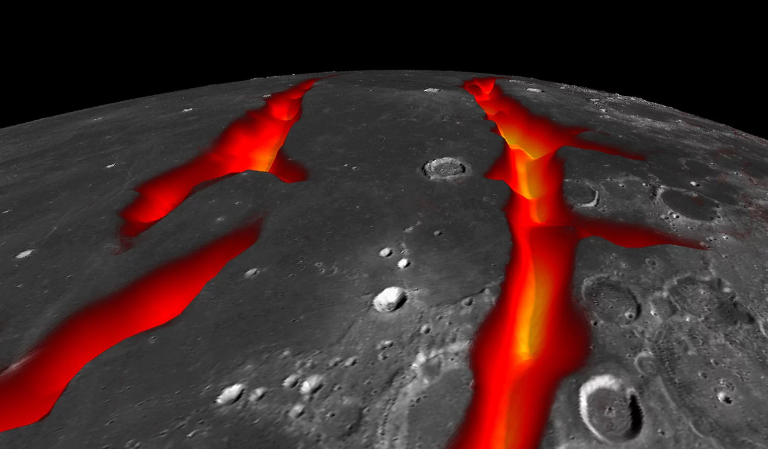 Artist's concept of the rifts that created the Ocean of Storms (image: NASA/Colorado School of Mines/MIT/JPL/GSFC)