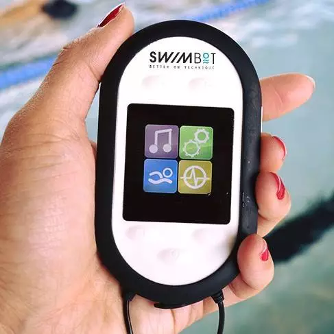 Users start by selecting a mode on the SwimBot's touchscreen interface