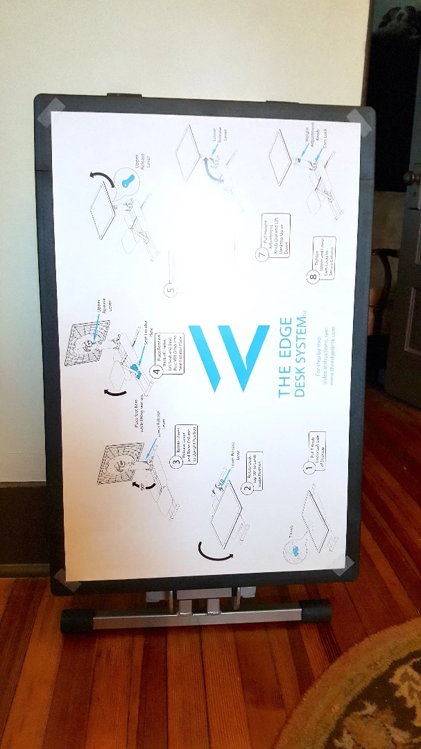 Easy-to-follow instructions come taped to the surface of the Edge Desk