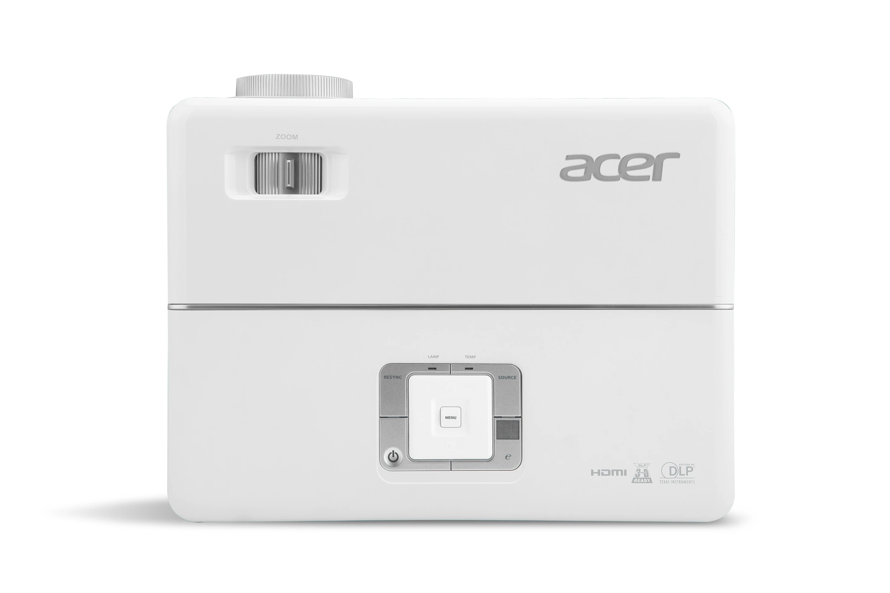 The projector's control panel is located on the top of the unit