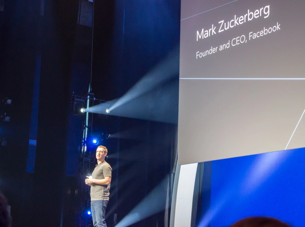 Facebook founder and CEO Mark Zuckerberg, prefacing the keynote for the company that resides within his company