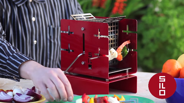 The skewer holds let you turn the food