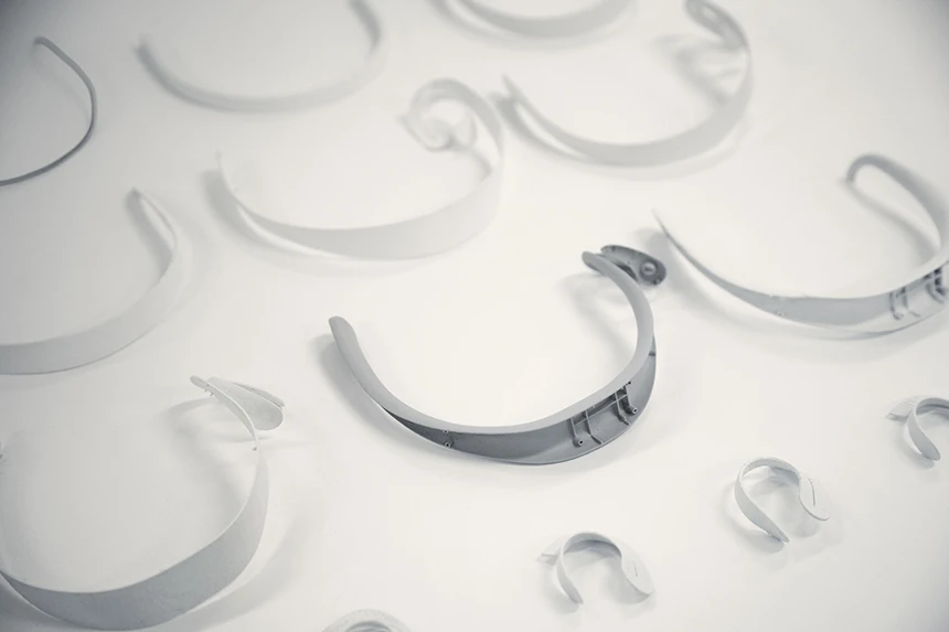 The headset went through a number of iterations, testing factors like aesthetics and ergonomics