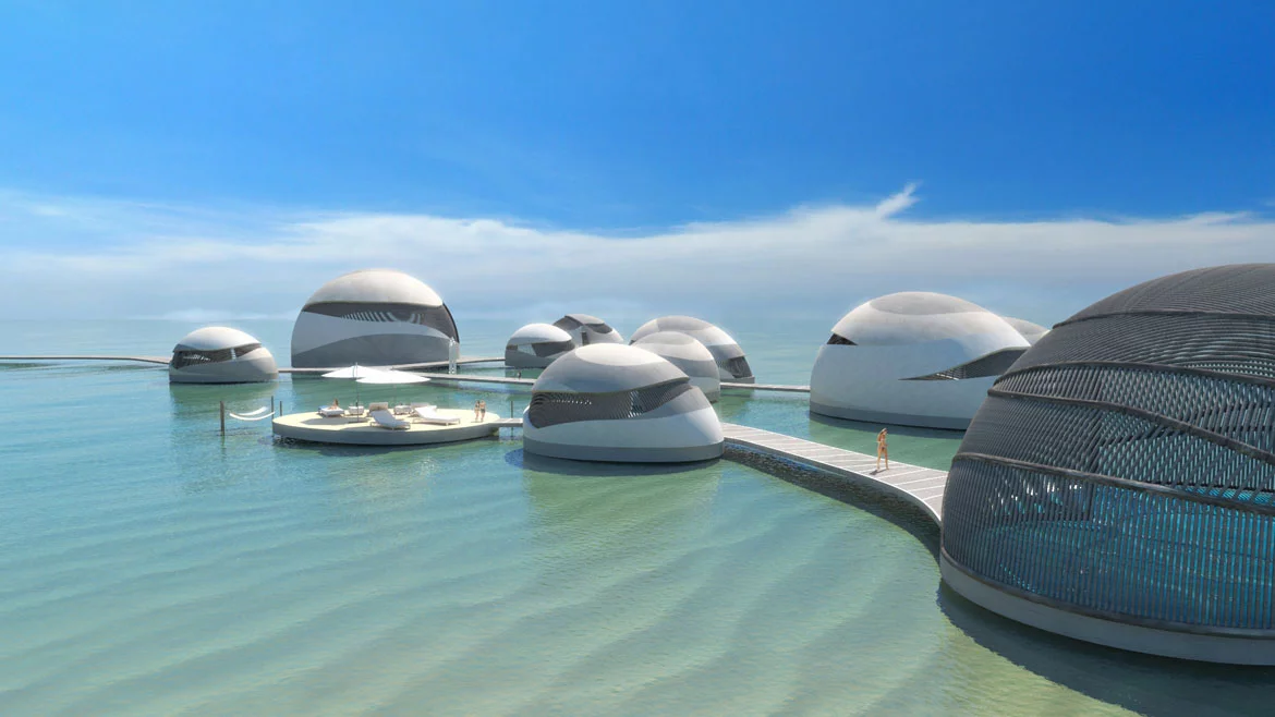 This Floating Spa concept is proposed for somewhere in the Caribbean