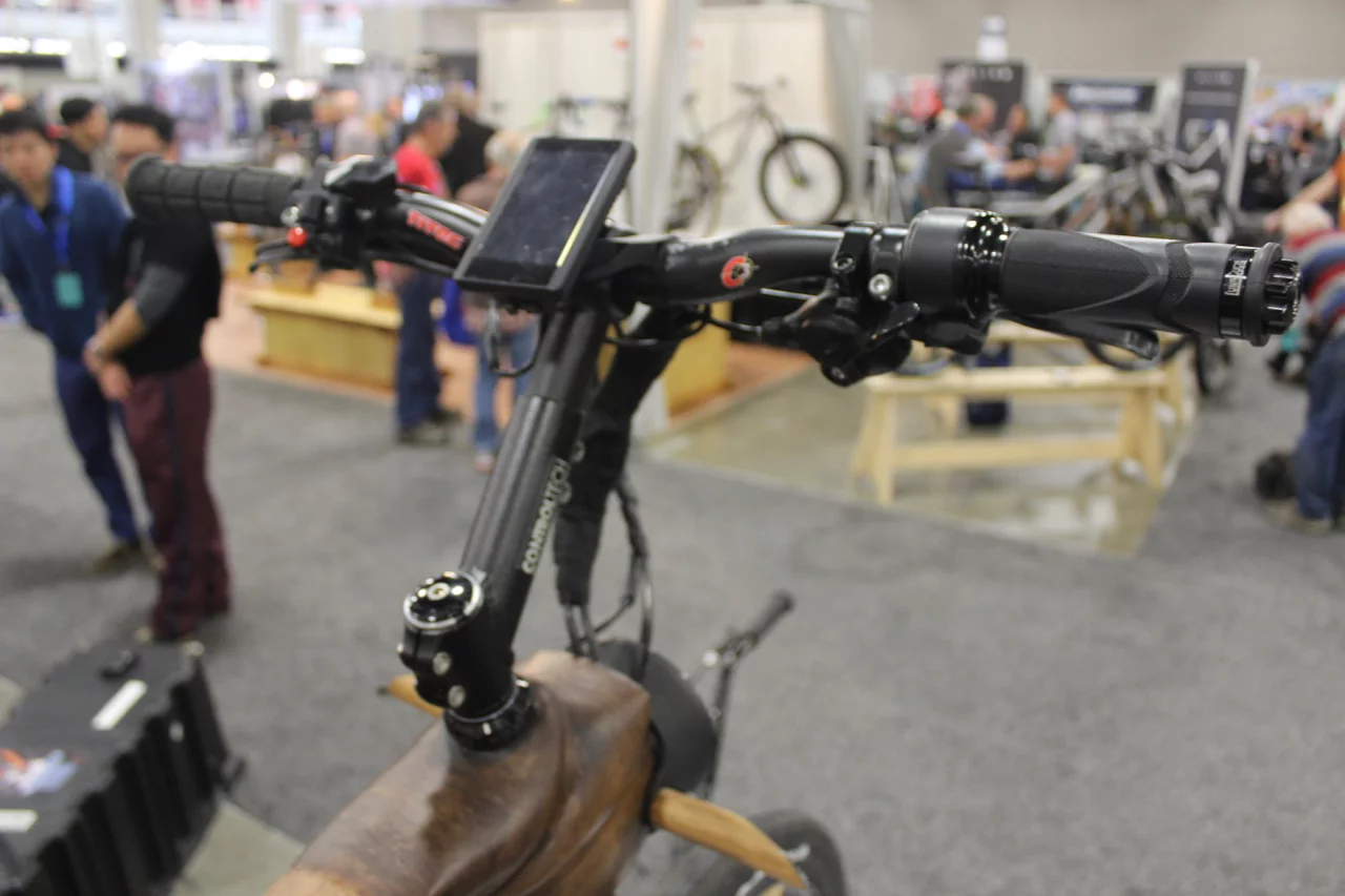 The bike's handlebars can be turned sideways when it's parked