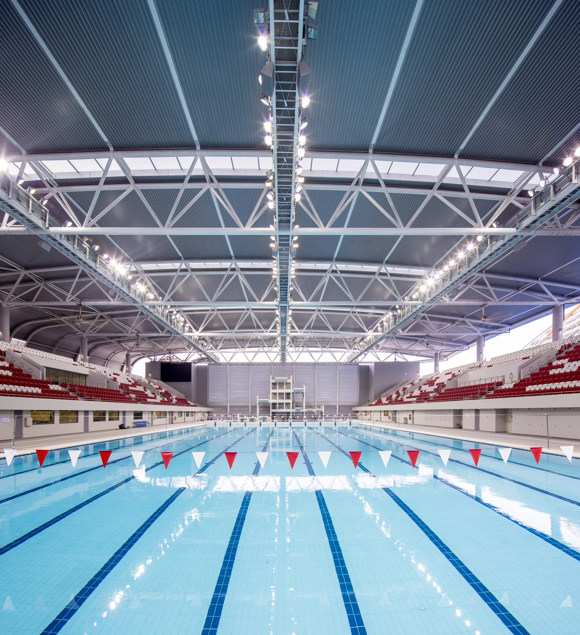 Other smaller sporting venues within the Sports Hub complex include an aquatic center (Photo: DP Architects)