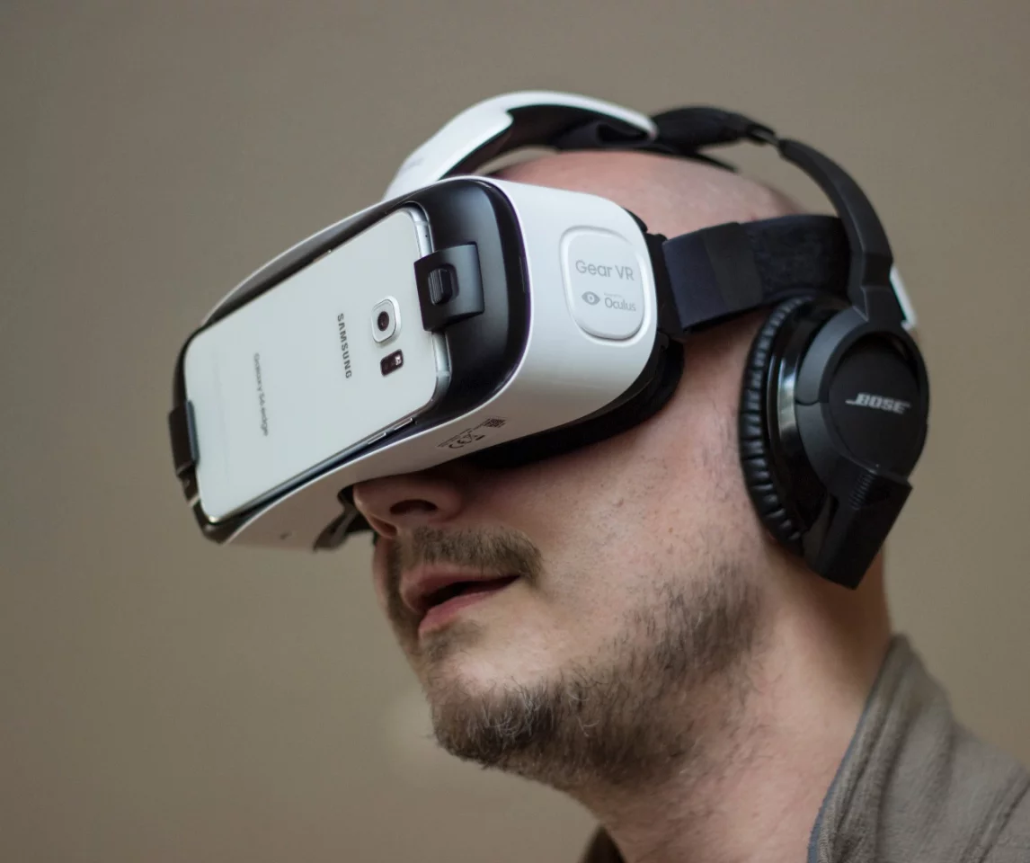 Wearing the Gear VR Innovator Edition for S6