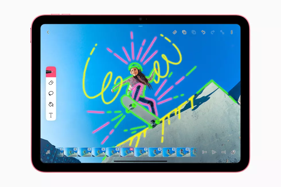 The iPad's 10.9-inch Liquid Retina display extends right to the edges