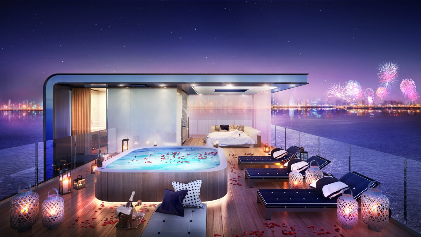 The upper level of the Signature Edition Floating Seahorse has a space for relaxing in groups