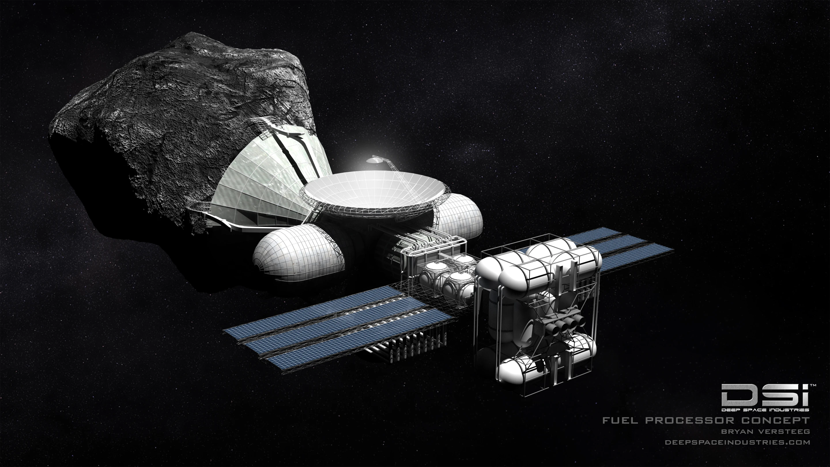 Artist's concept of the propellant refinery (Image credit: DSI)