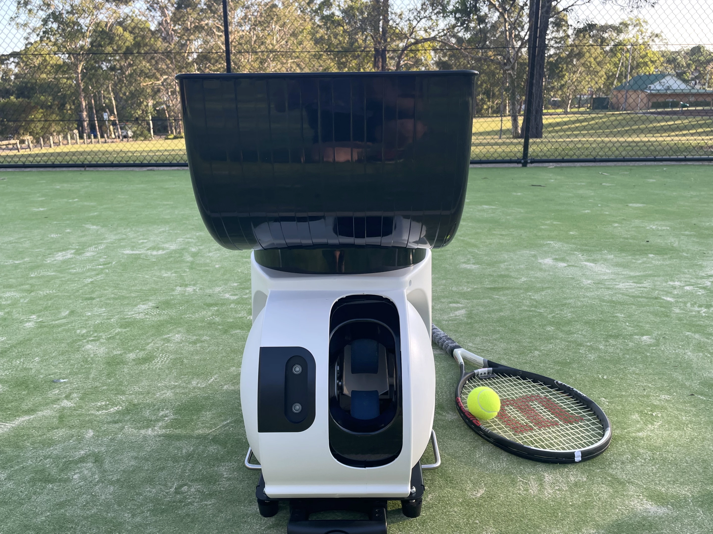 The launch chute is surprisingly powerful and accurate, and can shoot balls out with topspin and backspin