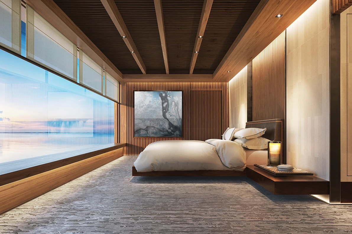 A VIP suite with dramatic views